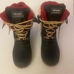 Cougar Storm Black and Red Lace-Up Boots 6M GUC